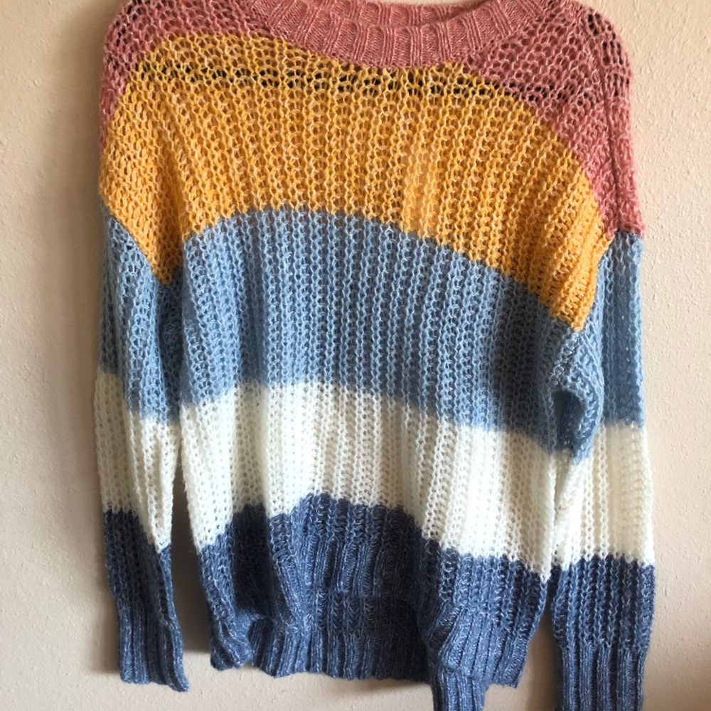 Colorful Open Knit Sweater